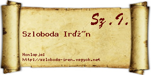 Szloboda Irén névjegykártya